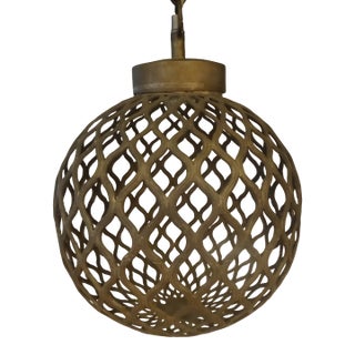 Fabulous MCM Brass Ball Pendent Lite For Sale