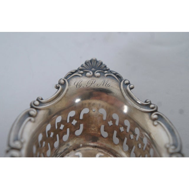 Metal Vintage Gorham Sterling Silver 4780/3 Reticulated Scalloped Nut Bone Dish For Sale - Image 7 of 12