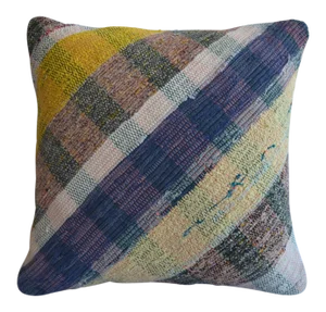 Turkish Kilim Pillow Cover Handmade Ragrug Sham Throw Pillow - 16" X 16"