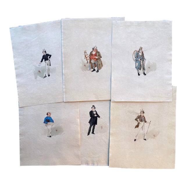 Characters From Charles Dickens Watercolors by Kyd - Set of 6 For Sale