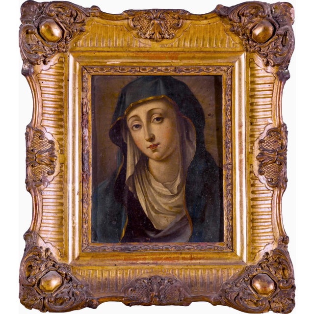 17th Century Italian Religious Painting attributed to Giovanni Battista Salvi, Framed For Sale - Image 8 of 9