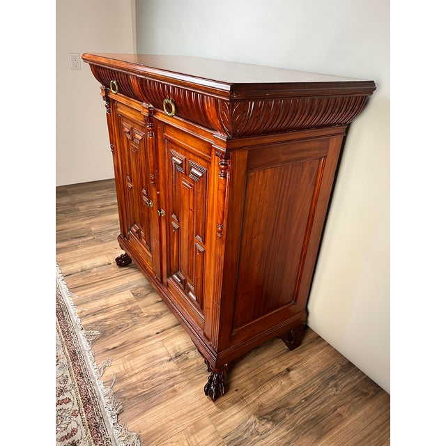 Jacobean Antique English Jacobean Revival Mahogany Buffet C. 1915–1925 For Sale - Image 3 of 10