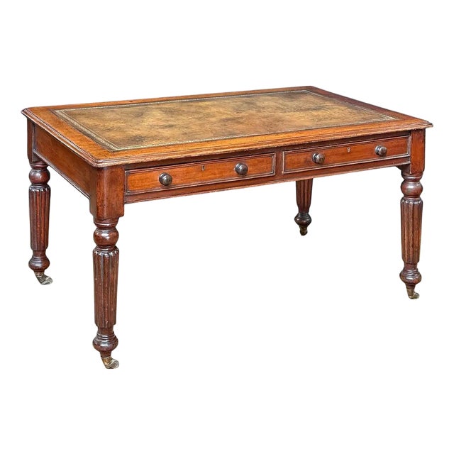 William IV Writing Table or Desk of Mahogany With Inset Leather Top From England For Sale