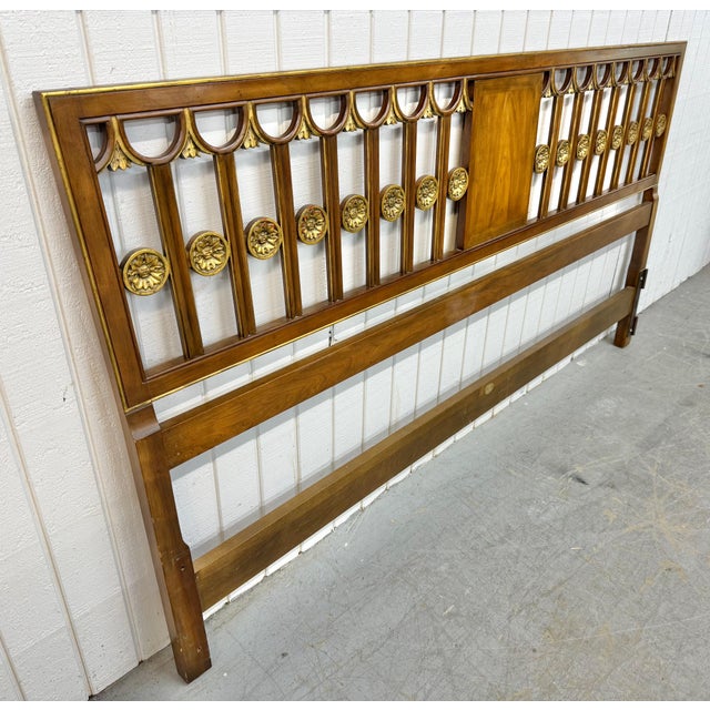 This glamorous 1970s Baker Furniture king size headboard is a stunning example of Hollywood Regency elegance with a Mid-...