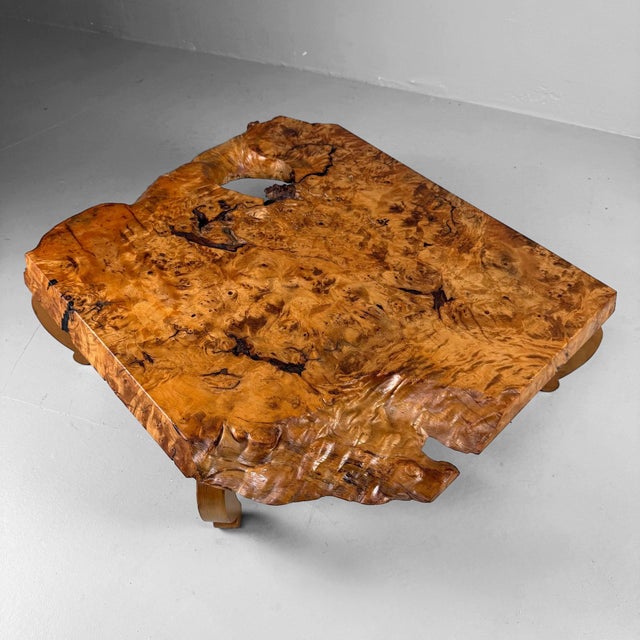 Mid Century Low Burl Wood Table, Japan, 1970s For Sale - Image 9 of 13