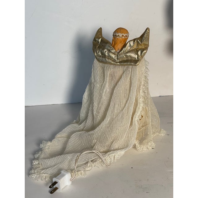1960 Vintage Christmas tree topper- Sweet Angel figurine with lights in beautiful lace dress. Lights probably need the...