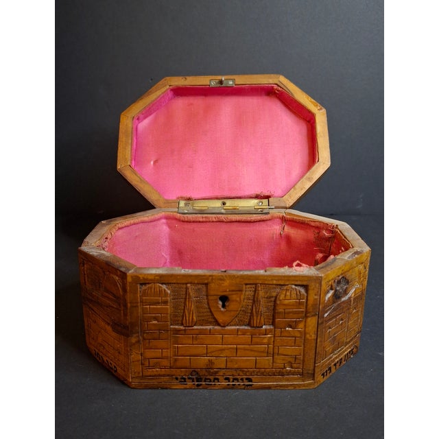 Antique Bezalel Era Olive Wood Etrog Box Carved Jerusalem Holy Places Sukkot 6" For Sale In Boston - Image 6 of 18