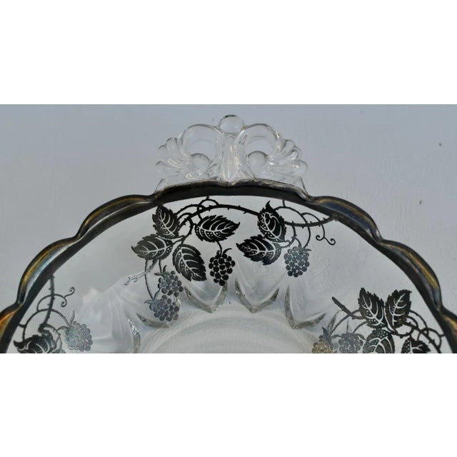 Vintage Art Nouveau Decorative Bowl W/Silver Overlay & Handles For Sale - Image 10 of 12