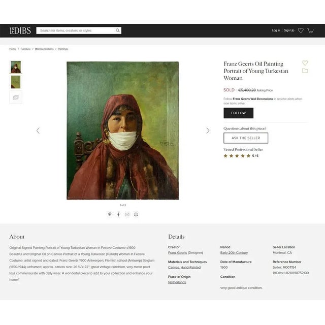 Franz Geerts, Roses in a Vase, 1902, Oil on Wood, Framed For Sale - Image 7 of 8