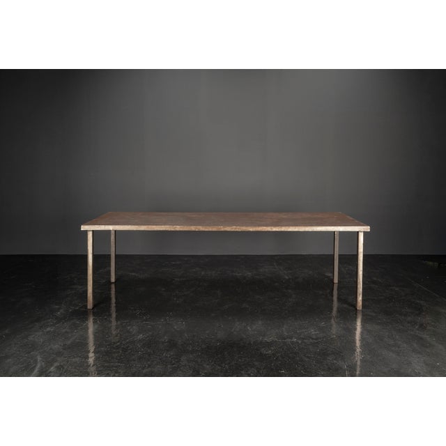 Brown Large Industrial Dining Table in Handcrafted Steel For Sale - Image 8 of 18