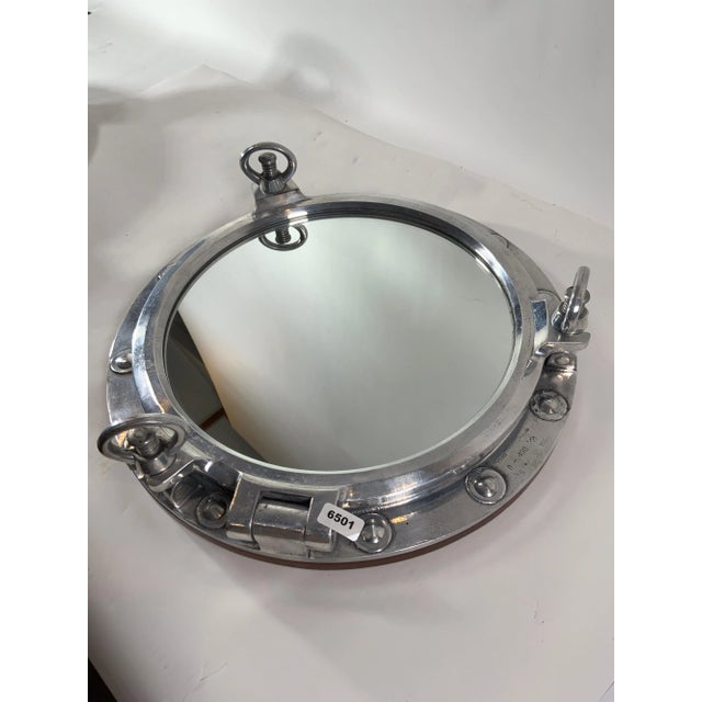 Metal Aluminum Ship’s Porthole Mirror For Sale - Image 7 of 11