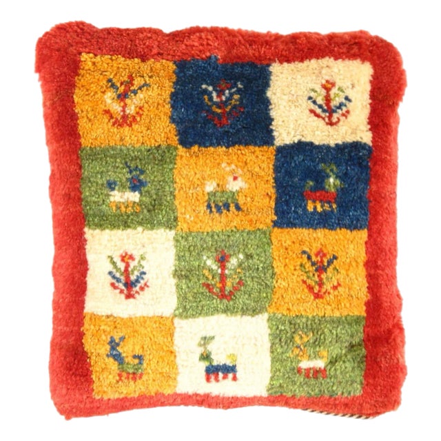 Pasargad DC Fine Hand Knotted Persian Gabbeh Pillow For Sale