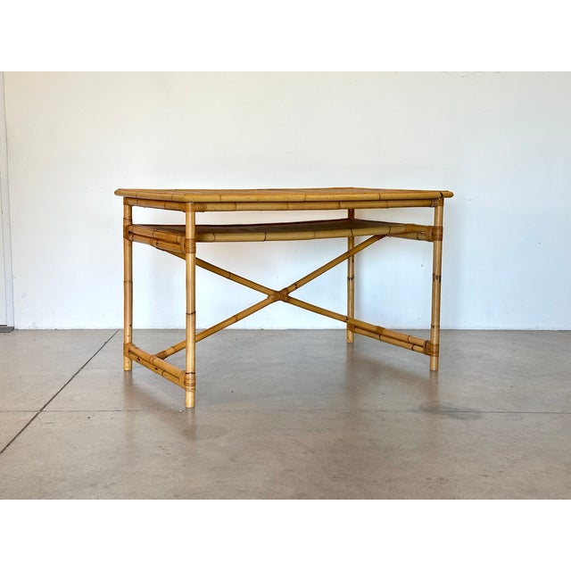 Mid-Century Modern Vintage Wicker and Bamboo Desk, 1970s For Sale - Image 3 of 13