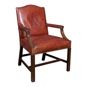 Late 19th Century Georgian Red Leather & Mahogany Armchair