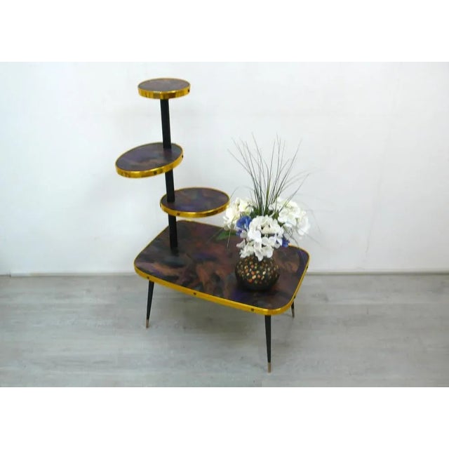 50s 60s flower stand / flower table / Flowers incorporation with 4 levels, marbled with epoxit colors, from the Mid...