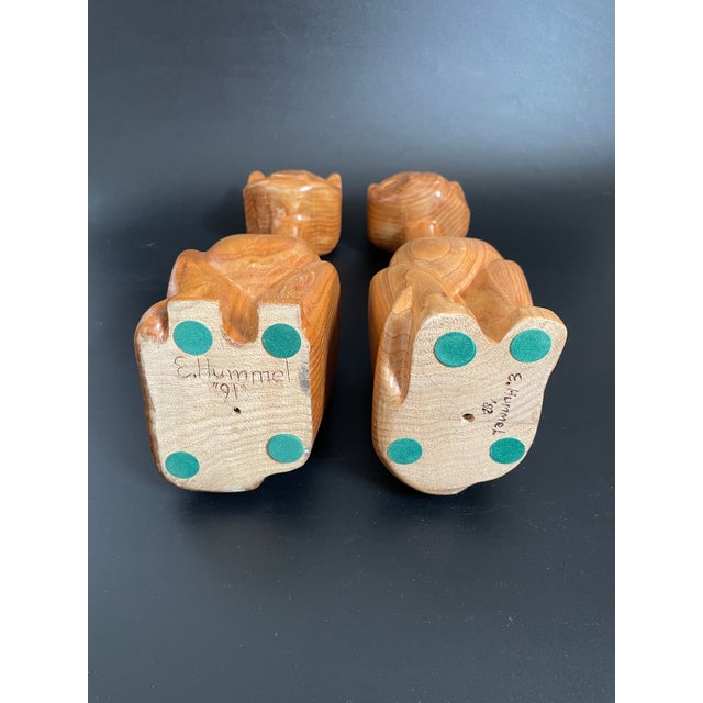 Wood A Pair of Hand Carved Wooden Cats in Mid Century Modern Style For Sale - Image 7 of 13