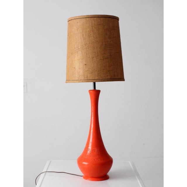 Mid 20th Century Mid-Century Modern Orange Ceramic Table Lamp For Sale - Image 10 of 16
