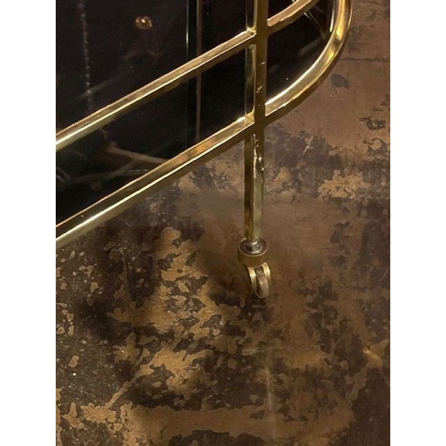 Mid-Century Modern MCM German Brass and Glass Bar Cart For Sale - Image 3 of 9