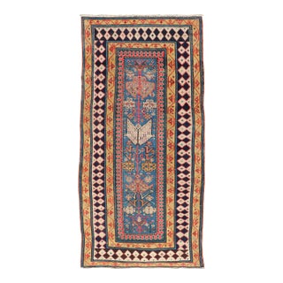 Antique Caucasian Shirvan Rug With Tribal Design and Motifs in Vivid Colors For Sale