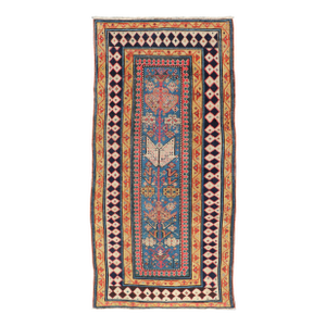 Antique Caucasian Shirvan Rug With Tribal Design and Motifs in Vivid Colors