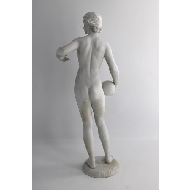 Neoclassical VTG Rosenthal Large 22" Nude Female Athlete Sculpture by Max Fritz, C1930 For Sale - Image 3 of 12
