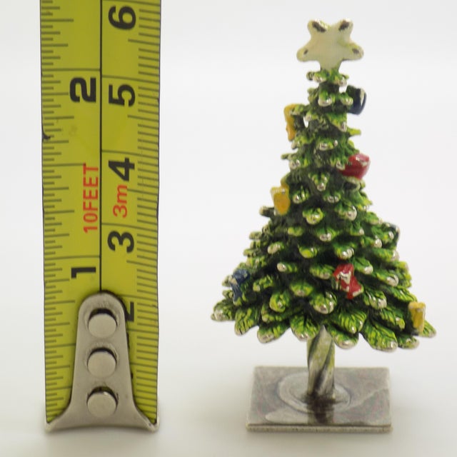 Forest Green Vintage Italian Silver 800 and Enamelled Christmas Tree Figurine from Arezzo, Tuscany, 1970s For Sale - Image 8 of 9
