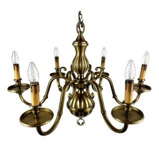 Large Vintage Chandelier in Gilt Bronze by Deknudt Belgium, 1970s For Sale