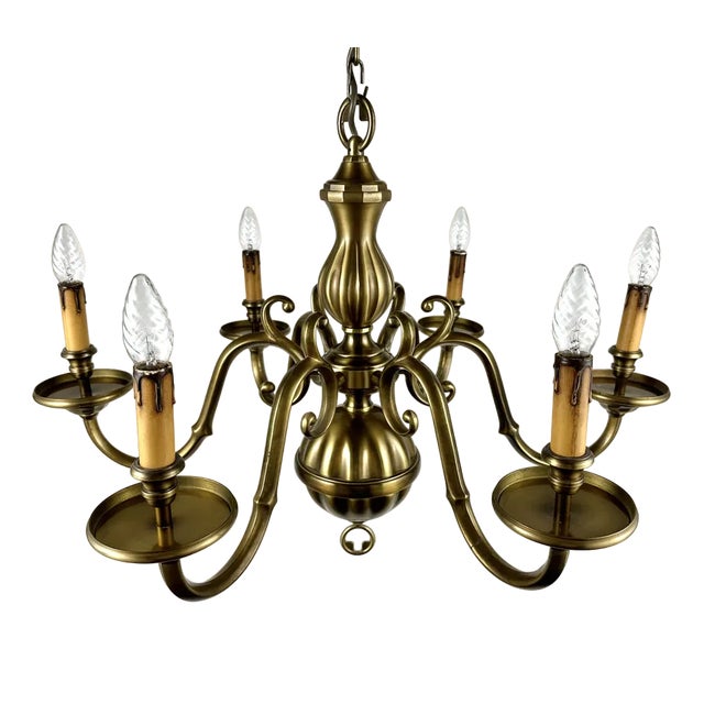 Large Vintage Chandelier in Gilt Bronze by Deknudt Belgium, 1970s For Sale