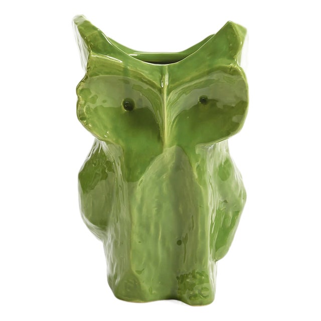 Marni for Serax "After Midnight" Glazed Ceramic Green Owl Vase For Sale