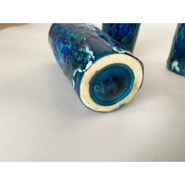 Glasses in Ceramic Blue in the style of Aldo Londi, Italy, 1960s, Set of 4 For Sale - Image 6 of 9