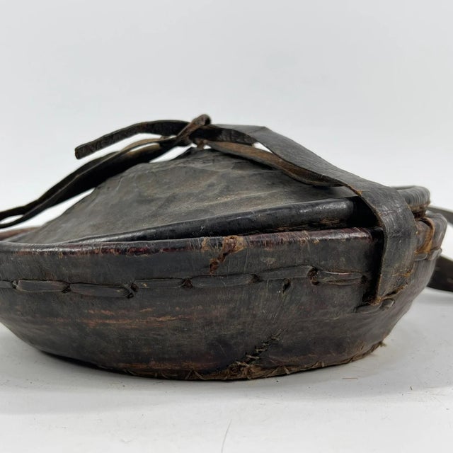 Black Early 20th Century Mesob Lidded Leather Wrapped Lunch Basket Ethiopia For Sale - Image 8 of 9