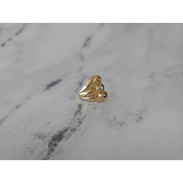 2020s Amethyst, Citrine & Blue Topaz Ring 14k Yellow Gold, Size 4.5 For Sale - Image 5 of 5