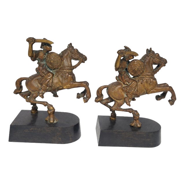 Warriors on Horseback in Bronze, 1950s, Set of 2 For Sale