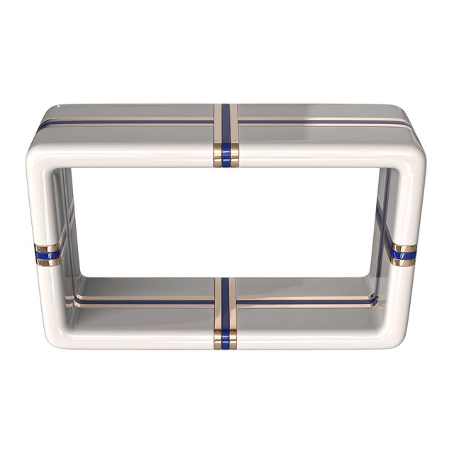 Art Deco "Armonia" Console With Stainless Steel and Bronze Details, Handmade For Sale - Image 3 of 10