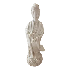 Circa 1930 Blanc De Chine Porcelain Guanyin Figurine, Made in China