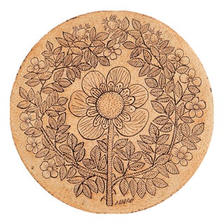 Ceramic Plaque with Flower Motive attributed to Roger Capron, France, 1970s For Sale
