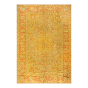 Mesmerizing Decorative Antique Turkish Oushak Rug With Classic Open Field Design