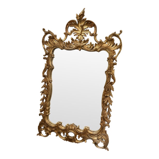 Vintage Italian Carved Giltwood Mirror For Sale