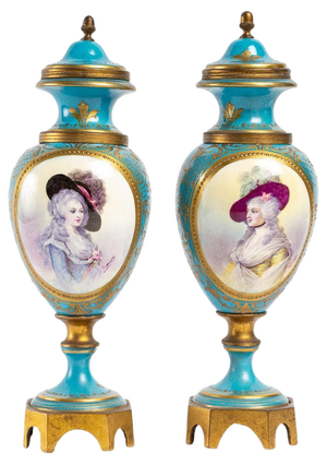 Small Vases in Sevres Porcelain, Set of 2