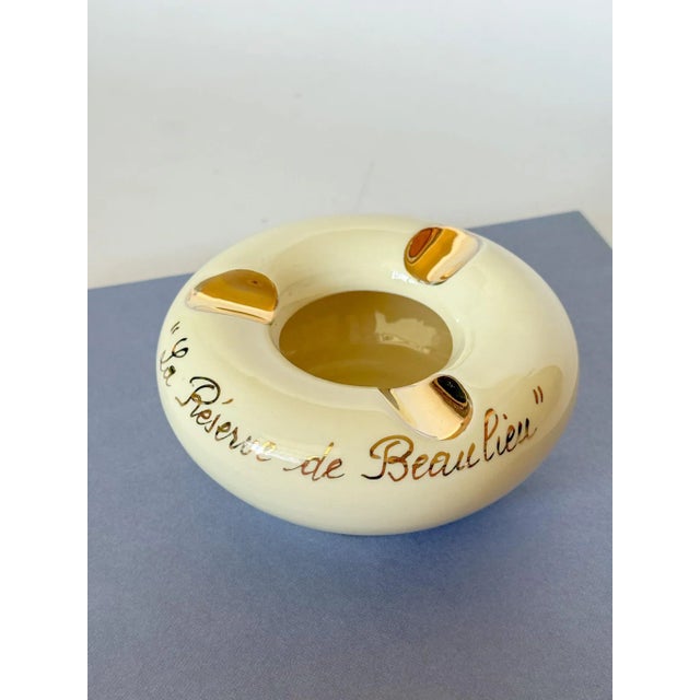 Ivory Vintage 5-Star Hotel La Reserve De Beaulieu Nice France Ceramic Ashtray Catchall Dish For Sale - Image 8 of 12