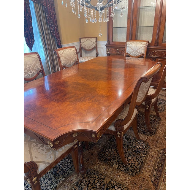 Beautiful Dining Room Table With 6 Chairs, 2 Arm Chairs and Breakfront For Sale - Image 11 of 15