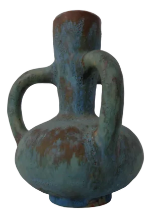German Studio Ceramic Handle Vase by Lu & Gerd Grove, Lübeck, 1960s