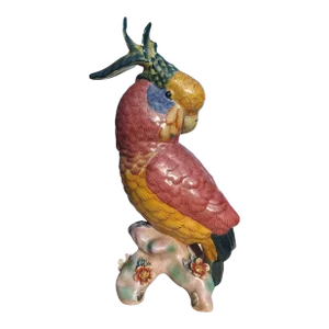 21st Century Chinese Import Pink Cockatoo Porcelain Figure