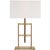 Transitional Ray Booth by Visual Comfort Signature Alda 25" Adjustable Table Lamp in Antique-Burnished Brass and Walnut with Linen Shade For Sale - Image 3 of 3