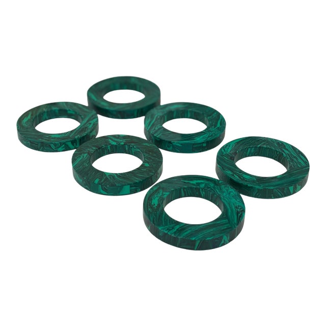 Round Malachite Napkin Rings - Set of 6 For Sale
