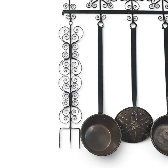 Circa 1820 Continental Hand-Forged Wrought Iron Archelle With Three Utensils For Sale - Image 9 of 11