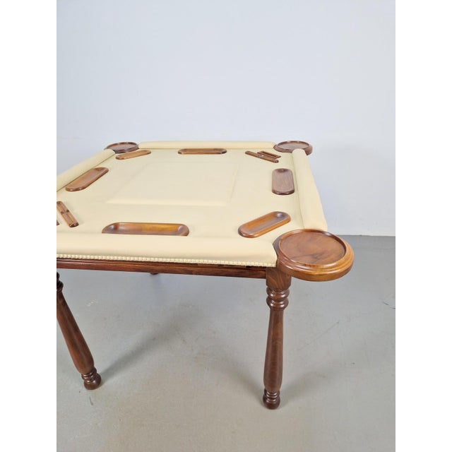 Game Table in Walnut and Leather from Valenti, Spain, 1970s For Sale - Image 9 of 18