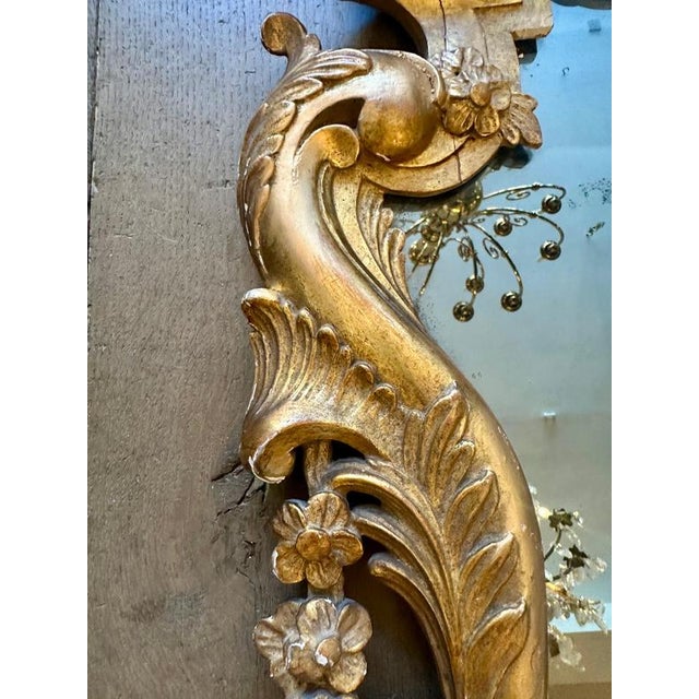 Gold Antique Italian Gold Giltwood Carved Mirrors, 1900, Set of 2 For Sale - Image 8 of 15