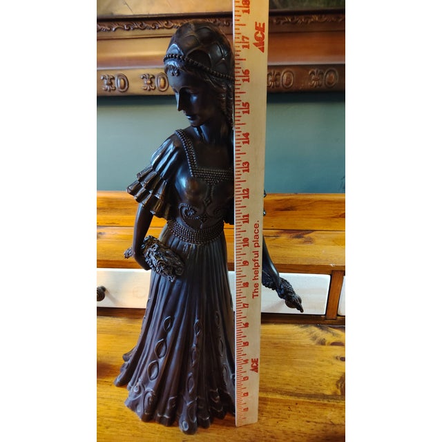 Metal Antique Cast Bronze Woman Feeding Goats 4 Piece Art Deco Sculpture - Stunning For Sale - Image 7 of 9