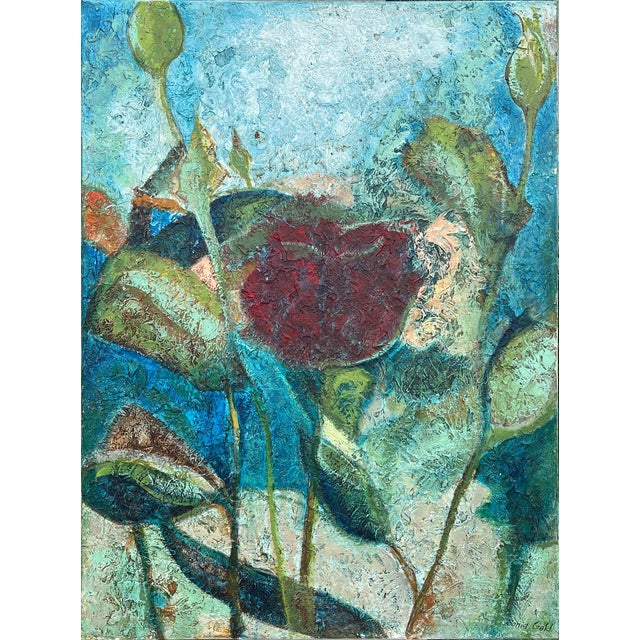 "Crimson Solitude" is a large size : 30"x40"x1.5" Original Oil painting on stretched hand textured canvas by artist Sonia...